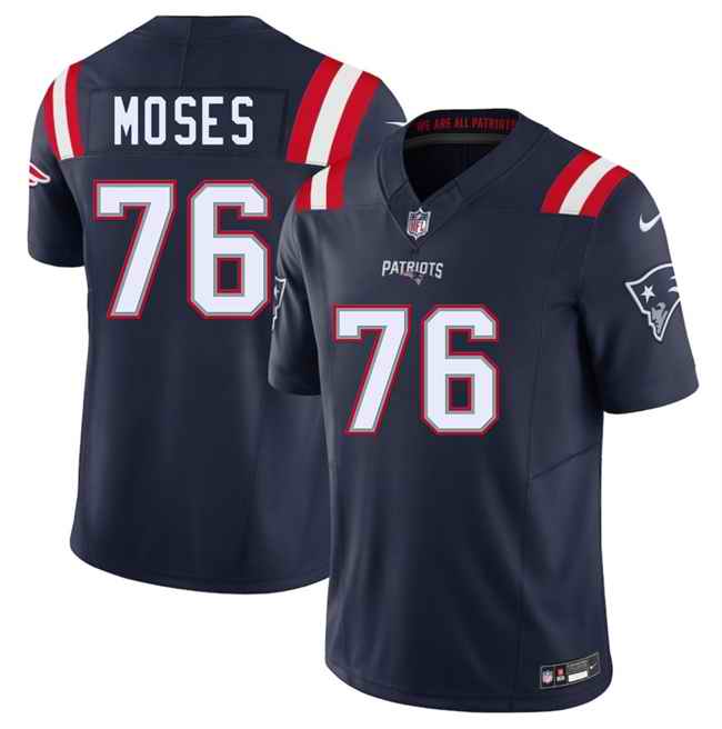 Men's New England Patriots #76 Morgan Moses Navy 2025 F.U.S.E. Vapor Limited Stitched Football Jersey